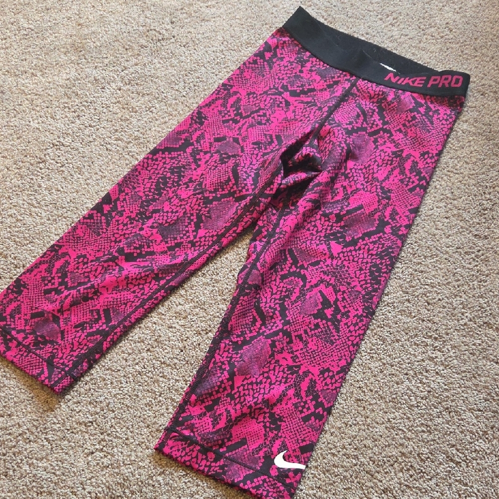 Nike Pink and Black Snake Print Leggings